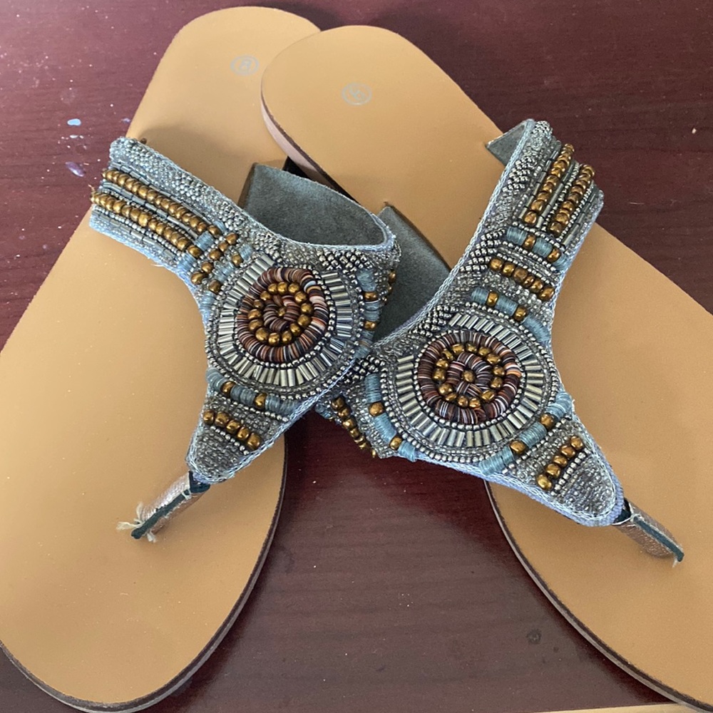 Beaded thong sandals